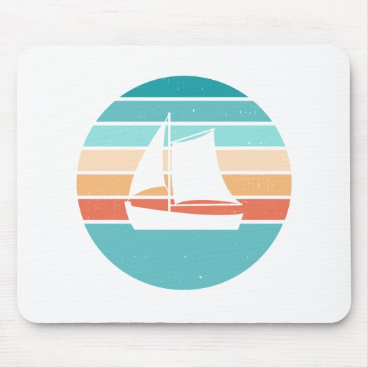 Retro Sunset Distressed Effect + Zeilboot Muismat (Voorkant)