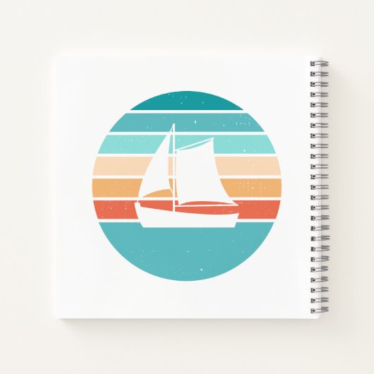 Retro Sunset Distressed Effect + Zeilboot Notitieboek (Achterkant)
