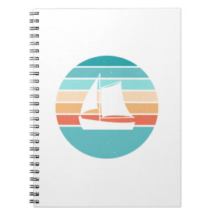 Retro Sunset Distressed Effect + Zeilboot Notitieboek