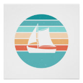 Retro Sunset Distressed Effect + Zeilboot Perfect Poster (Voorkant)