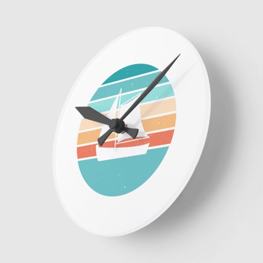 Retro Sunset Distressed Effect + Zeilboot Ronde Klok (Hoek)