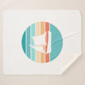 Retro Sunset Distressed Effect + Zeilboot Sherpa Deken (Voorkant (horizontaal))