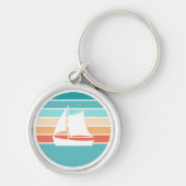 Retro Sunset Distressed Effect + Zeilboot Sleutelhanger (Voorkant)