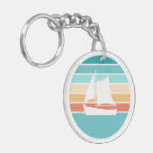 Retro Sunset Distressed Effect + Zeilboot Sleutelhanger (Voorkant Links)