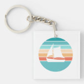 Retro Sunset Distressed Effect + Zeilboot Sleutelhanger (voorkant)