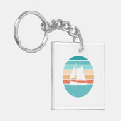 Retro Sunset Distressed Effect + Zeilboot Sleutelhanger (Voorkant Links)