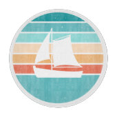 Retro Sunset Distressed Effect + Zeilboot Snijplank (Voorkant)