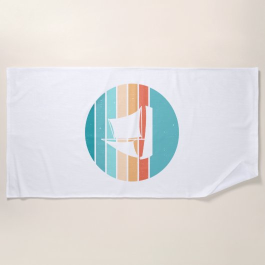 Retro Sunset Distressed Effect + Zeilboot Strandlaken (Voorkant)