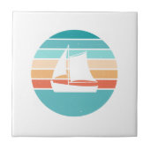 Retro Sunset Distressed Effect + Zeilboot Tegeltje (Voorkant)