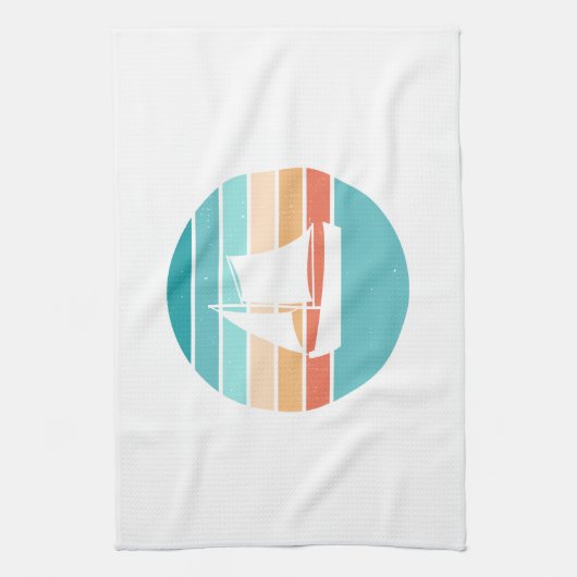 Retro Sunset Distressed Effect + Zeilboot Theedoek (Verticaal)