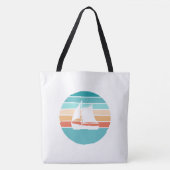 Retro Sunset Distressed Effect + Zeilboot Tote Bag (Voorkant)