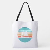 Retro Sunset Distressed Effect + Zeilboot Tote Bag (Achterkant)