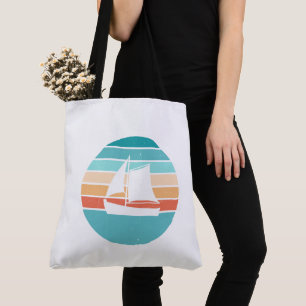 Retro Sunset Distressed Effect + Zeilboot Tote Bag