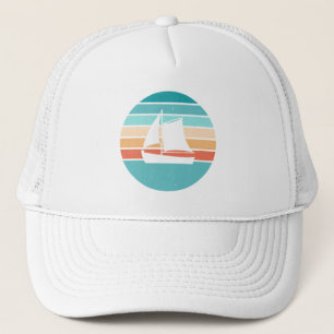 Retro Sunset Distressed Effect + Zeilboot Trucker Pet