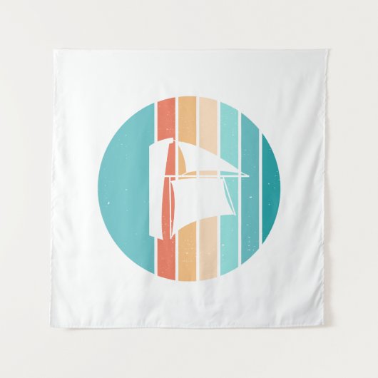 Retro Sunset Distressed Effect + Zeilboot Wandkleed (Voorkant (horizontaal))