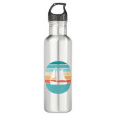 Retro Sunset Distressed Effect + Zeilboot Waterfles (Voorkant)