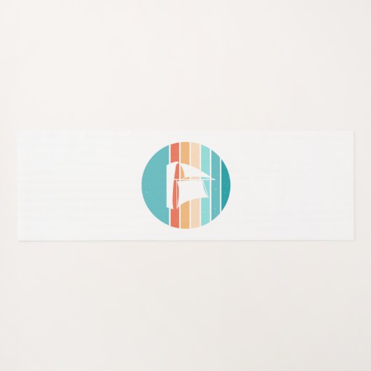 Retro Sunset Distressed Effect + Zeilboot Yogamat (Achterkant (horizontaal))