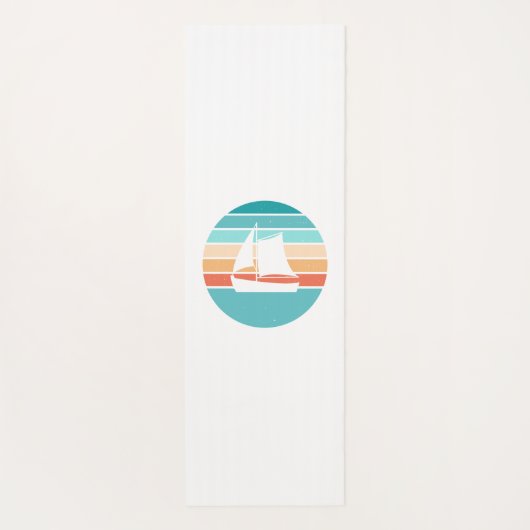 Retro Sunset Distressed Effect + Zeilboot Yogamat (Achterkant)