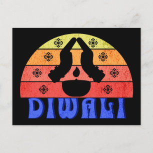 Retro Sunset Diwali Briefkaart