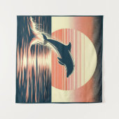 Retro Sunset Dolphin Leap Wandkleed (Voorkant (horizontaal))