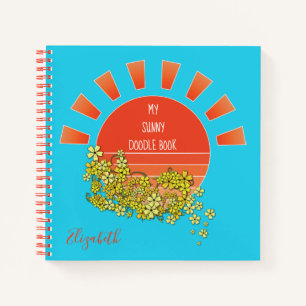 Retro Sunset Doodle Gepersonaliseerd Schetsboek Aq Notitieboek