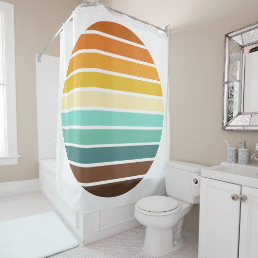 Retro Sunset Douchegordijn (In situ)