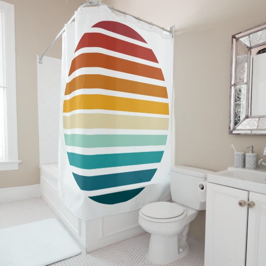 Retro Sunset Douchegordijn (In situ)