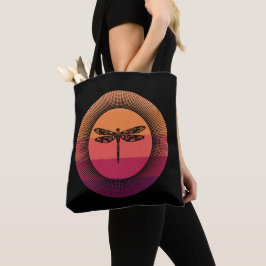 Retro Sunset Dragonfly Tote Bag