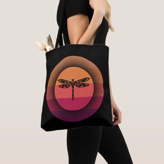 Retro Sunset Dragonfly Tote Bag (Dichtbij)