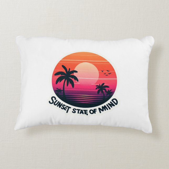 Retro Sunset Dream Pillow Hoesje Accent Kussen (Achterkant)