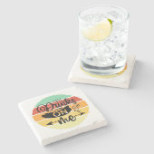 Retro Sunset Drinken op mij Stenen Onderzetter (Zijkant)