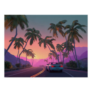 Retro Sunset Drive Palm Kunstprint Perfect Poster
