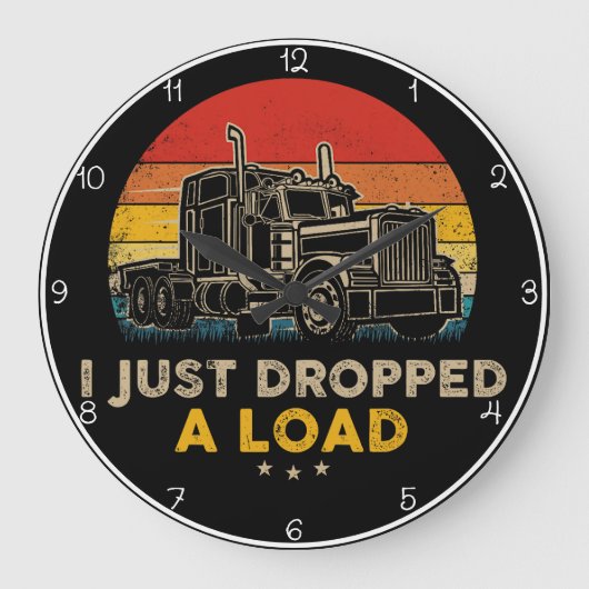 Retro Sunset "Dropped A Load" Trucker Grote Klok (Voorkant)