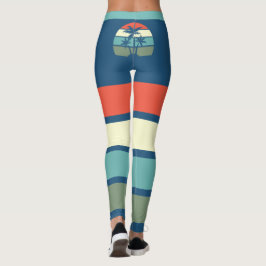 Retro Sunset en Palm Trees tropisch strand Leggings