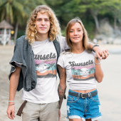 Retro Sunset en palmboom T-shirt