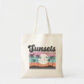 Retro Sunset en palmboom Tote Bag (Voorkant)