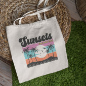 Retro Sunset en palmboom Tote Bag