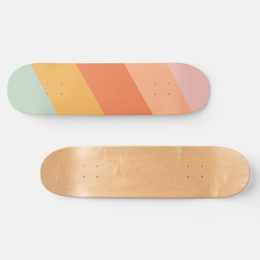  Retro Sunset Esthetische Pastelstrepen Persoonlijk Skateboard (Horizontaal)
