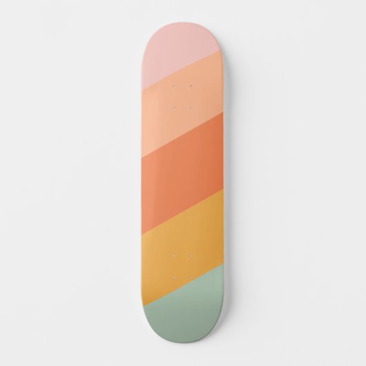  Retro Sunset Esthetische Pastelstrepen Persoonlijk Skateboard (Voorkant)
