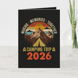 Retro Sunset Familie Camping Trip 2026 Feestdagen Kaart