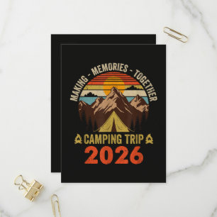 Retro Sunset Familie Camping Trip 2026 Uitnodiging Briefkaart