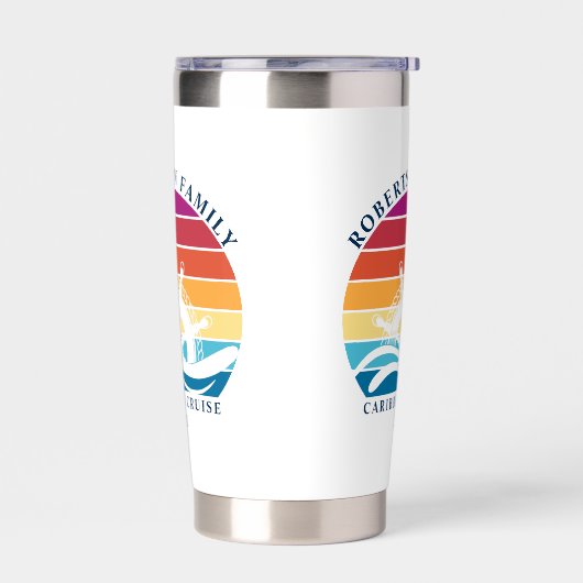 Retro Sunset Familie Cruiseschip Nautisch Geïsoleerde Drinkbeker (Links)