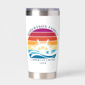 Retro Sunset Familie Cruiseschip Nautisch Geïsoleerde Drinkbeker (Achterkant)