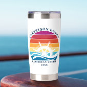 Retro Sunset Familie Cruiseschip Nautisch Geïsoleerde Drinkbeker