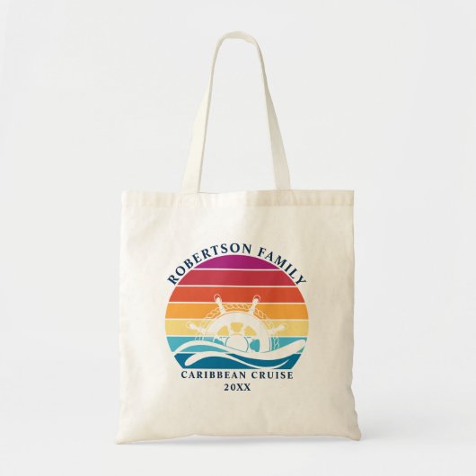 Retro Sunset Familie Cruiseschip Nautisch Tote Bag (Voorkant)