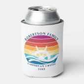Retro Sunset Familie Cruiseschip Wiel Blikjeskoeler (Blikje Voorkant)
