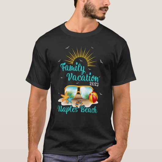 Retro Sunset Family Vacation 2023 Florida Napels B T-shirt (Voorkant)