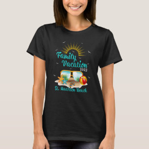 Retro Sunset Family Vacation 2023 St Maarten Beach T-shirt