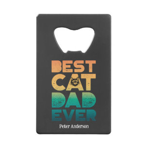 Retro  Sunset Fathers Day Best Cat Dad ever Creditkaart Flessenopener