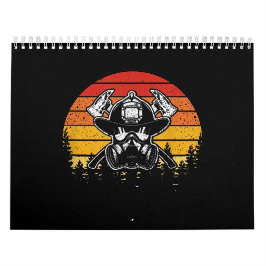 Retro Sunset Firefighter Gifts | Brandbestrijding Kalender (Hoes)